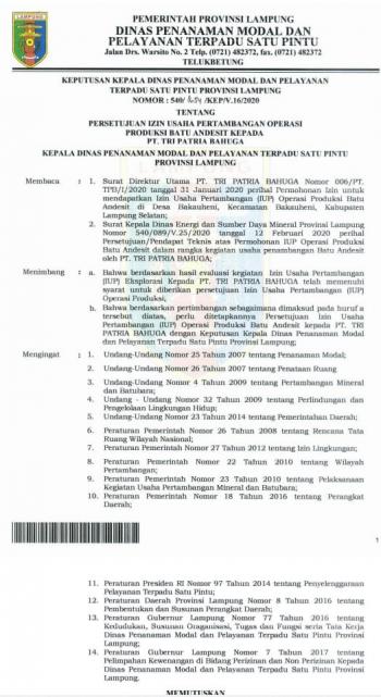 Pemprov Lampung Diduga Langgar Keluarnya Izin tambang Yang Tidak Sesuai RTRW